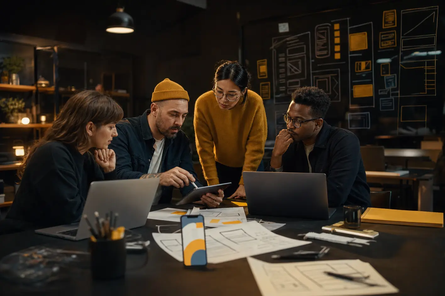 A product team collaborating on a mobile and web app
